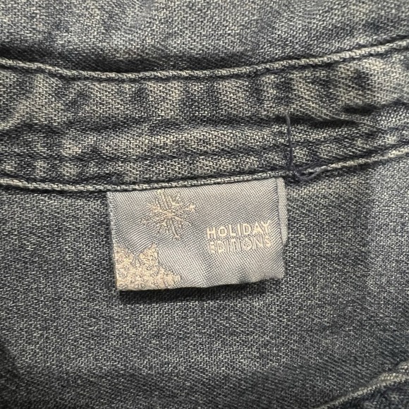 90s Denim Button Up Christmas Shirt Snowman Embroidered Holiday Top Womens XL - Picture 5 of 10